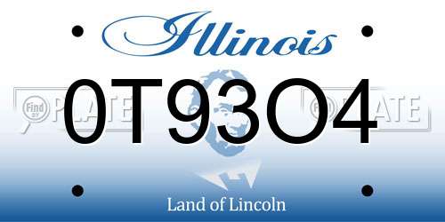 0T93O4 Illinois License Plate