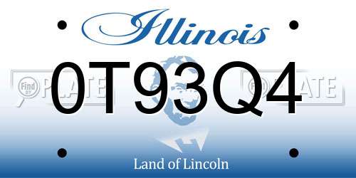 0T93Q4 Illinois License Plate