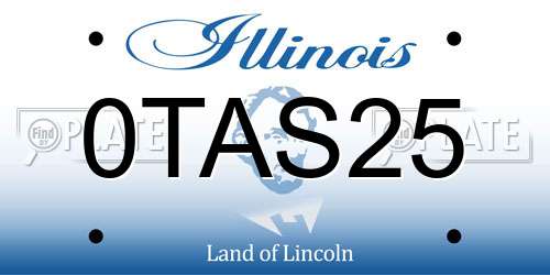 0TAS25 Illinois License Plate