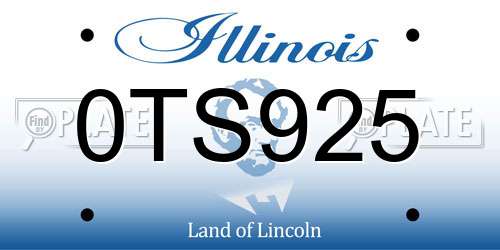 0TS925 Illinois License Plate