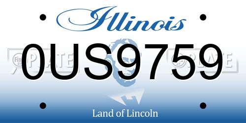 0US9759 Illinois License Plate
