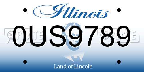 0US9789 Illinois License Plate