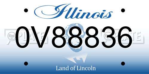 0V88836 Illinois License Plate