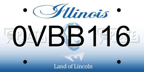 0VBB116 Illinois License Plate