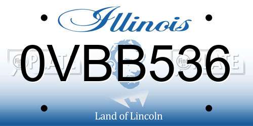 0VBB536 Illinois License Plate