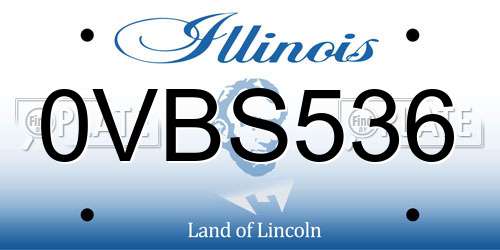 0VBS536 Illinois License Plate