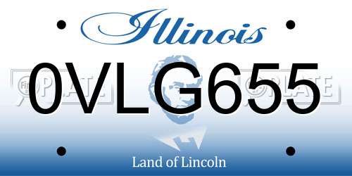 0VLG655 Illinois License Plate