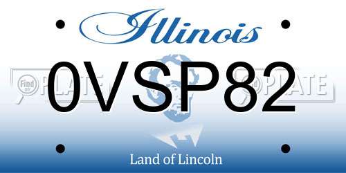 0VSP82 Illinois License Plate