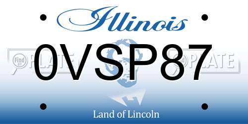 0VSP87 Illinois License Plate