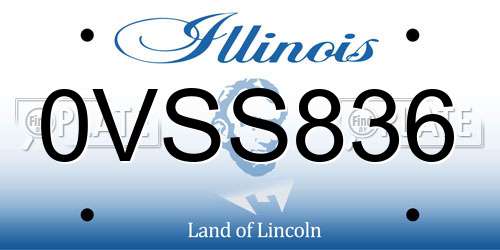 0VSS836 Illinois License Plate
