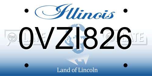0VZI826 Illinois License Plate
