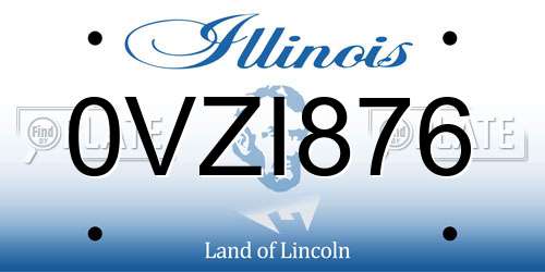 0VZI876 Illinois License Plate