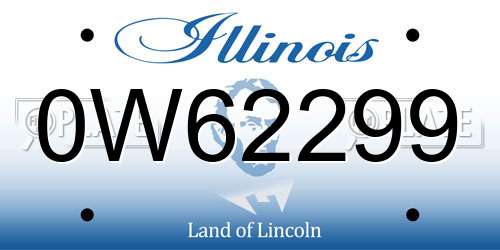 0W62299 Illinois License Plate