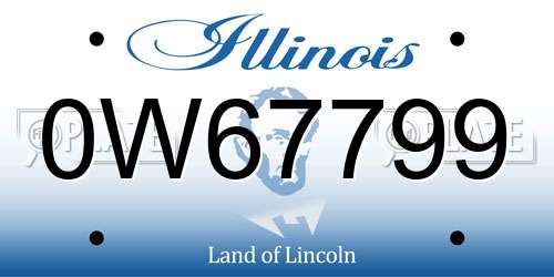 0W67799 Illinois License Plate