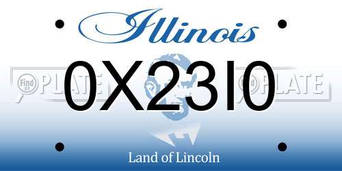 0X23I0 Illinois License Plate