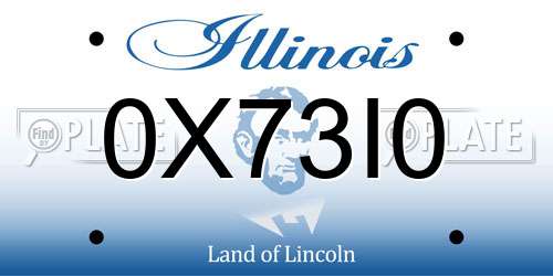 0X73I0 Illinois License Plate