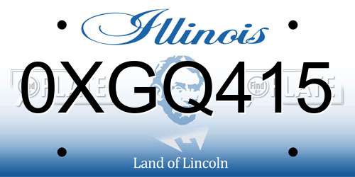 0XGQ415 Illinois License Plate