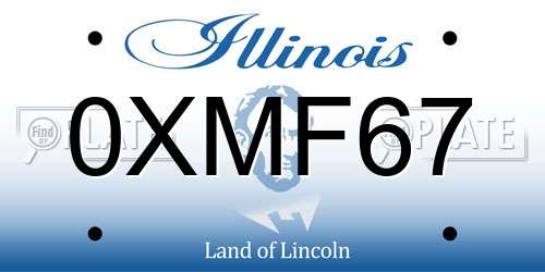 0XMF67 Illinois License Plate