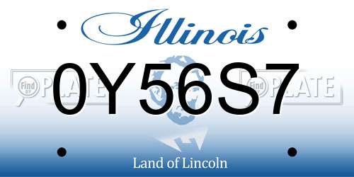 0Y56S7 Illinois License Plate
