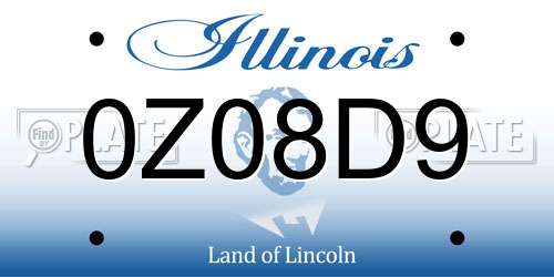 0Z08D9 Illinois License Plate