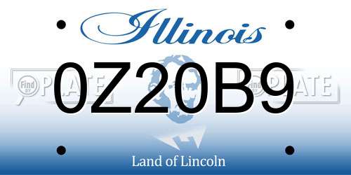 0Z20B9 Illinois License Plate