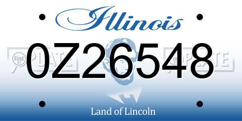 0Z26548 Illinois License Plate