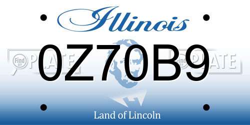 0Z70B9 Illinois License Plate