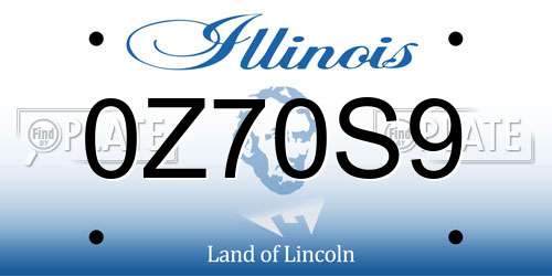 0Z70S9 Illinois License Plate