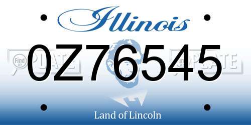 0Z76545 Illinois License Plate