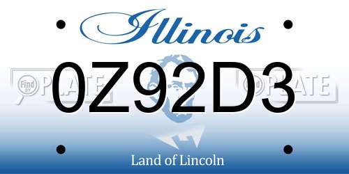0Z92D3 Illinois License Plate