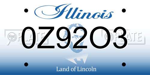 0Z92O3 Illinois License Plate