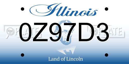 0Z97D3 Illinois License Plate