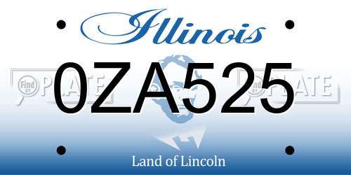 0ZA525 Illinois License Plate