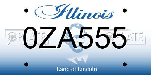0ZA555 Illinois License Plate