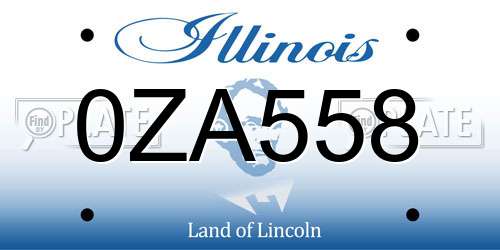 0ZA558 Illinois License Plate
