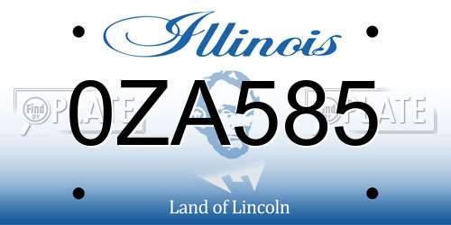 0ZA585 Illinois License Plate