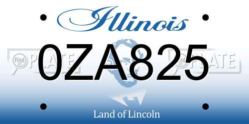 0ZA825 Illinois License Plate