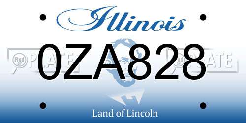 0ZA828 Illinois License Plate