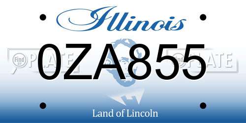 0ZA855 Illinois License Plate