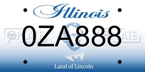 0ZA888 Illinois License Plate