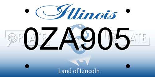 0ZA905 Illinois License Plate