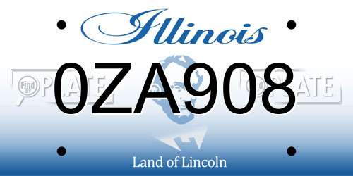 0ZA908 Illinois License Plate