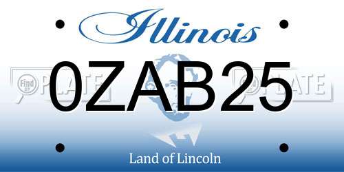 0ZAB25 Illinois License Plate