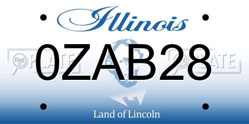 0ZAB28 Illinois License Plate