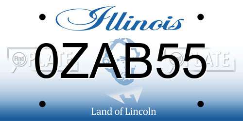0ZAB55 Illinois License Plate