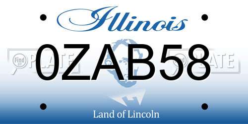 0ZAB58 Illinois License Plate