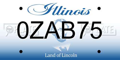 0ZAB75 Illinois License Plate