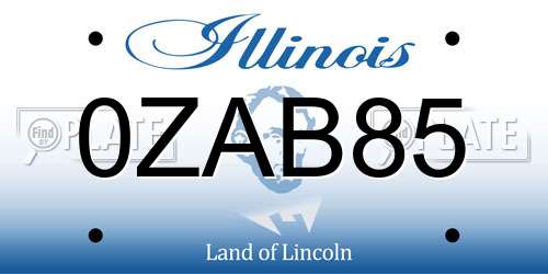 0ZAB85 Illinois License Plate