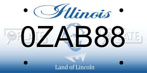 0ZAB88 Illinois License Plate