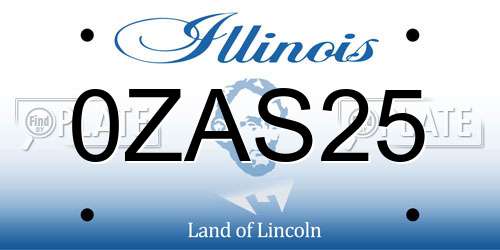 0ZAS25 Illinois License Plate